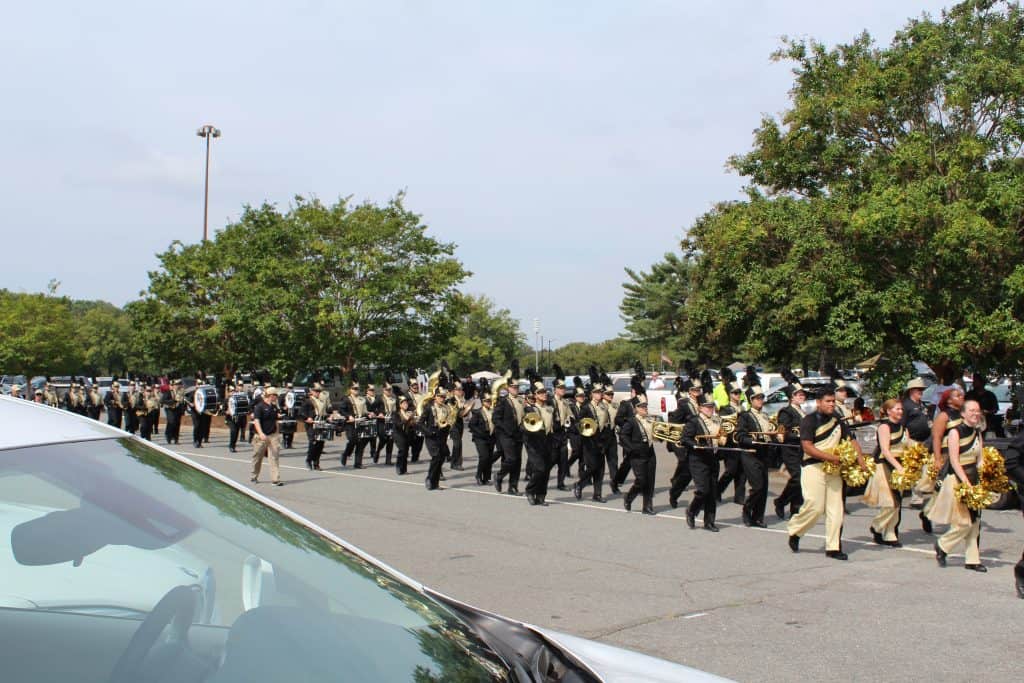 The Wake forest band marching